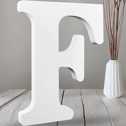 AOCEAN 30,5 cm weiße große Holzbuchstaben, unlackierte Holzbuchstaben für Wanddekoration, dekorative stehende Buchstaben, Scheiben, Schild, Dekoration für Handwerk, Zuhause, Party-Projekte (F) von AOCEAN
