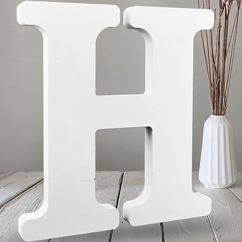AOCEAN 30,5 cm weiße große Holzbuchstaben, unlackierte Holzbuchstaben für Wanddekoration, dekorative stehende Buchstaben, Scheiben, Schild, Dekoration für Handwerk, Zuhause, Party-Projekte (H) von AOCEAN