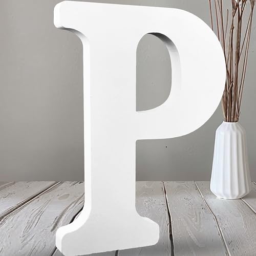 AOCEAN 30,5 cm weiße große Holzbuchstaben, unlackierte Holzbuchstaben für Wanddekoration, dekorative stehende Buchstaben, Scheiben, Schild, Dekoration für Handwerk, Zuhause, Party-Projekte (P) von AOCEAN