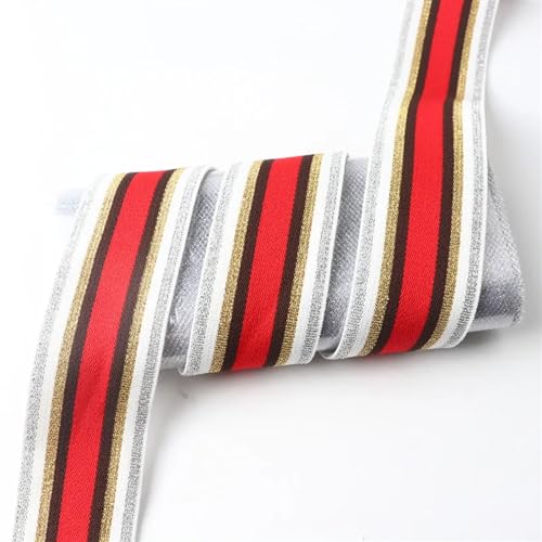 AOEGBY Gummiband 40 mm Dickes, gestreiftes Gummiband for Hosen, Taillendichtung, Gummiband, breites, flaches, elastisches, gestreiftes Gurtband, Zubehör, Nähzubehör Gummibänder(1Red White 1m) von AOEGBY