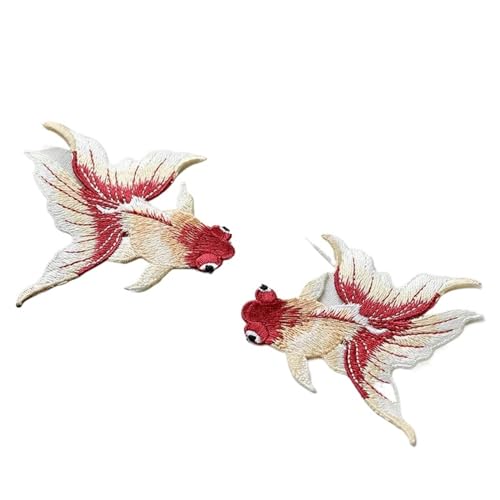 Stickerei-AufnäHer 2 Stück Goldfisch Tier Fisch bestickte Aufnäher im chinesischen Ethno-Stil DIY Nähen Patch Stickerei Applikation Dekorationen for Kleidung Schuhe Stickerei AufnäHer (Color : Goldfi Stickerei-AufnäHer 2 Stück Goldfisch Tier Fisch bestickte Aufnäher im chinesischen Ethno-Stil DIY Nähen Patch Stickerei Applikation Dekorationen for Kleidung Schuhe Stickerei AufnäHer (Color : Goldfi von AOEGBY