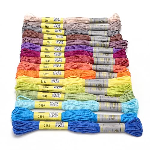 Stickereifaden 16-Farben-Set Baumwoll-Stickgarn, 8 Meter Strang, Kreuzstichgarn, DIY-Häkelgarn. Thread Stickereifaden 16-Farben-Set Baumwoll-Stickgarn, 8 Meter Strang, Kreuzstichgarn, DIY-Häkelgarn. Thread von AOEGBY