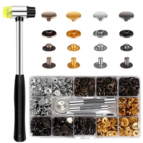 120 Druckknöpfe Set, Snap für Leder 12.5 mm Metallknöpfe Druckknopf mit 4 Setzwerkzeugen, 1 Hammer, 4 Farbige Lederknöpfe für Kleidung, Jacken, Jeans, Armbänder, Taschen 120 Druckknöpfe Set, Snap für Leder 12.5 mm Metallknöpfe Druckknopf mit 4 Setzwerkzeugen, 1 Hammer, 4 Farbige Lederknöpfe für Kleidung, Jacken, Jeans, Armbänder, Taschen von AOKITO