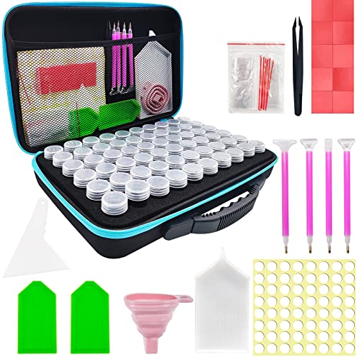 Diamant Painting Aufbewahrungsbox, 60 Fächer Kunststoff Dosen Zubehör Boxen, Stickerei Sortierbox, mit Stift, Koffer, Trichter, Pinzette Usw, Für Nägel, Strass, Perlen, DIY Handwerk (32 x 22 x 7,4cm) Diamant Painting Aufbewahrungsbox, 60 Fächer Kunststoff Dosen Zubehör Boxen, Stickerei Sortierbox, mit Stift, Koffer, Trichter, Pinzette Usw, Für Nägel, Strass, Perlen, DIY Handwerk (32 x 22 x 7,4cm) von AOKITO
