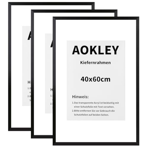 3 Pack Holz 40x60 Bilderrahmen Schwarz Poster-Fotorahmen, Kiefer Picture Frame für Fotos, Bilder, Poster 3 Pack Holz 40x60 Bilderrahmen Schwarz Poster-Fotorahmen, Kiefer Picture Frame für Fotos, Bilder, Poster von AOKLEY