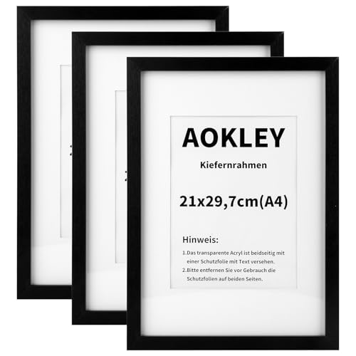 AOKLEY 3 Pack Kiefer A4 Bilderrahmen Schwarz, Holz Picture Frame für Fotos, Bilder, Poster 21x29,7cm AOKLEY 3 Pack Kiefer A4 Bilderrahmen Schwarz, Holz Picture Frame für Fotos, Bilder, Poster 21x29,7cm von AOKLEY