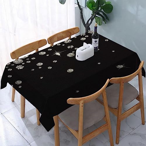 Tischdecke Rechteckig Glänzender Diamant-Kristallschein-Mode-Edelstein hell Fleckschutz Pflegeleicht Abwaschbar Schmutzabweisend Table Cloth für Küche, Esstisch, Couchtisch, Parteien, Abendessen. von AOKLEY