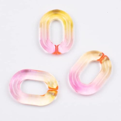 AOKODA 50/100 Stück 14 * 19 mm transparentes Acryl-Kettenglied mit Farbverlauf zur Herstellung von zusammengesetzten Kettenschmuck aus Kunststoff, Schlüsselanhänger, Halskette, Armband von AOKODA