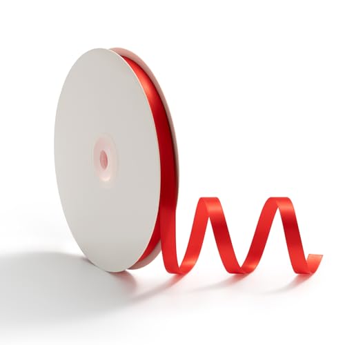 AOKSUNOVA 10mm Satinband Geschenkband Schleifenband Bänder zum Basteln 45 Meter Dekoband für Hochzeit Geschenkverpackung Rot von AOKSUNOVA