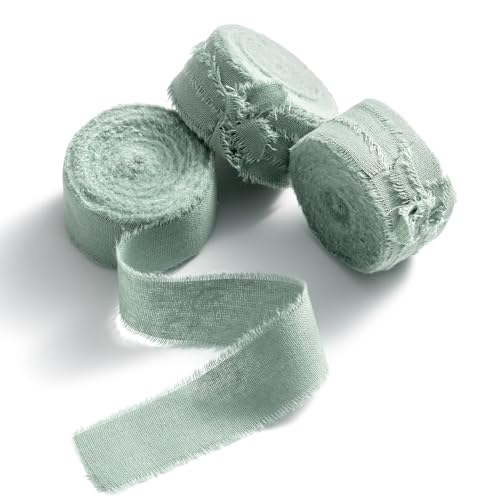 AOKSUNOVA 2,5cm Baumwollband Schleifenband Baumwolle Geschenkband Pastellgrün Stoffband Stoffbänder von AOKSUNOVA