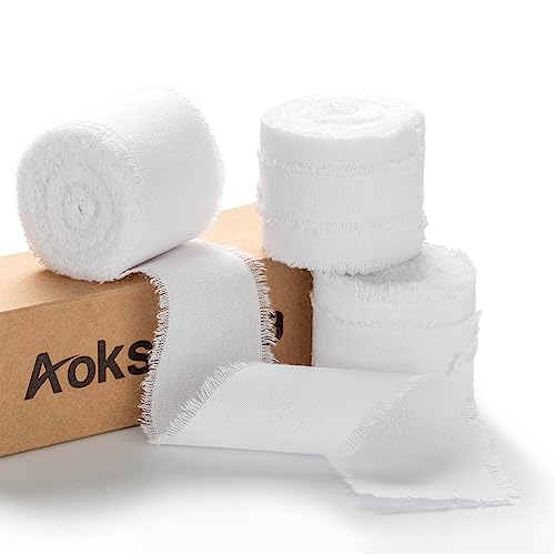 AOKSUNOVA 3,8cm Geschenkband Baumwolle Hochzeit Schleifenband Breit Weiss Stoffband Baumwollband Fransenband AOKSUNOVA 3,8cm Geschenkband Baumwolle Hochzeit Schleifenband Breit Weiss Stoffband Baumwollband Fransenband von AOKSUNOVA