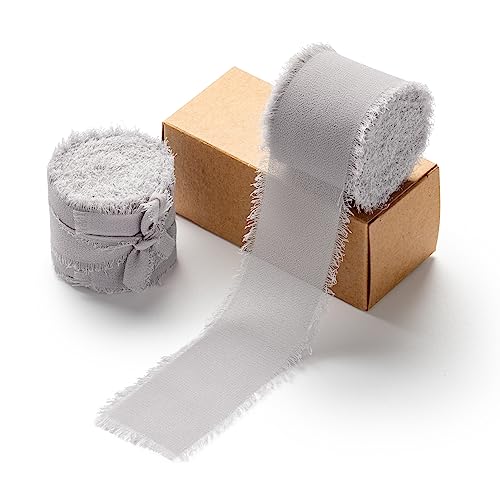 AOKSUNOVA 3,8cm Schleifenband Breit Chiffonband Chiffon Geschenkband Hochzeit Stoffband Grau AOKSUNOVA 3,8cm Schleifenband Breit Chiffonband Chiffon Geschenkband Hochzeit Stoffband Grau von AOKSUNOVA
