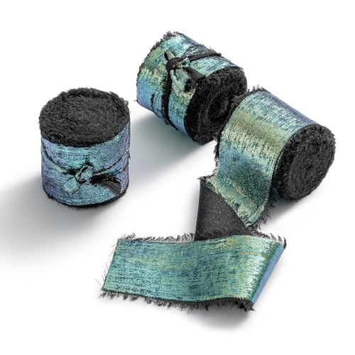 AOKSUNOVA 3,8cm Schleifenband Geschenkband Breit Glitzer Seidenband Stoffband Dunkelgrün Glitzerband AOKSUNOVA 3,8cm Schleifenband Geschenkband Breit Glitzer Seidenband Stoffband Dunkelgrün Glitzerband von AOKSUNOVA