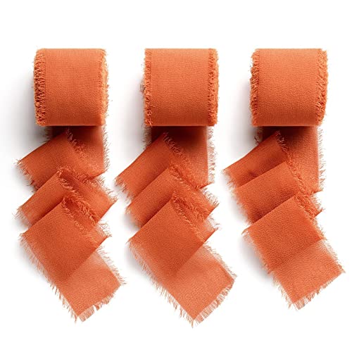 AOKSUNOVA 3 Rollen Geschenkband Schleifenband 3,8cm x 6,3m Terracotta Bänder Hochzeit Chiffonband Stoffband von AOKSUNOVA