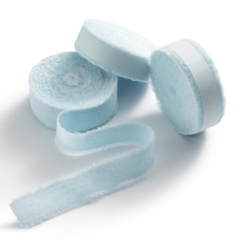 AOKSUNOVA Babyblau Geschenkband Baumwolle Stoffbänder Baumwollband Schleifenband Stoffband von AOKSUNOVA