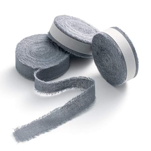 AOKSUNOVA Baumwollband Stoffband Stoffbänder Schleifenband Baumwolle Geschenkband Grau-Blau von AOKSUNOVA
