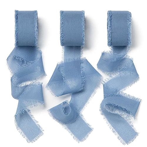 AOKSUNOVA Chiffonband Blau 2,5cm x 18,9m Schleifenband Dunkelblau Geschenkband Chiffon Stoffband Hochzeit von AOKSUNOVA