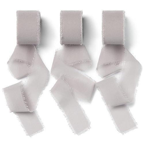 AOKSUNOVA Chiffonband Grau Schleifenband 18,9 m x 2,5 cm Stoffband Seidenband Geschenkband Chiffon von AOKSUNOVA