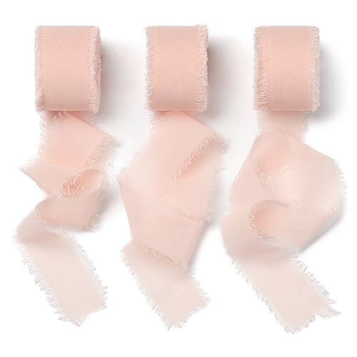 AOKSUNOVA Chiffonband Rosa Schleifenband Chiffon 2,5cm Geschenkband Hochzeit Stoffband von AOKSUNOVA