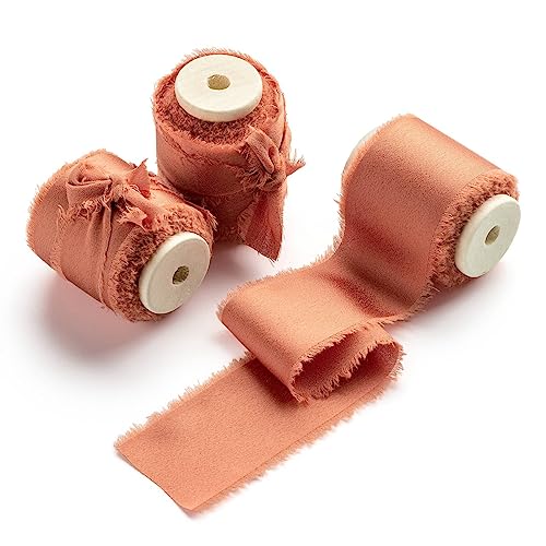 AOKSUNOVA Geschenkband Breit Satinband 3,8cm Schleifenband Band Terracotta Stoffbänder Fransenband von AOKSUNOVA