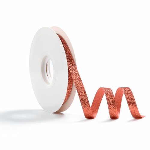 AOKSUNOVA Geschenkband Hochzeit Rot Gold 1cm x 22,8m Schleifenband Rot Schleifenband Glitzer Hochzeit Metallic Geschenkbänder von AOKSUNOVA
