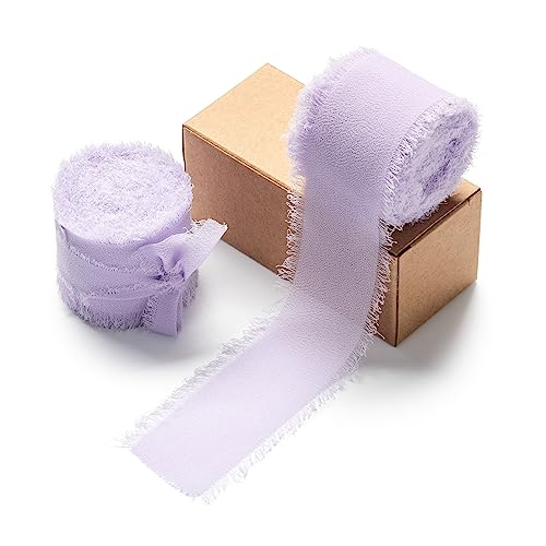 AOKSUNOVA Geschenkband Lila Breit 3,8cm Chiffonband Schleifenband Hochzeit Breit Stoffband Fransenband AOKSUNOVA Geschenkband Lila Breit 3,8cm Chiffonband Schleifenband Hochzeit Breit Stoffband Fransenband von AOKSUNOVA