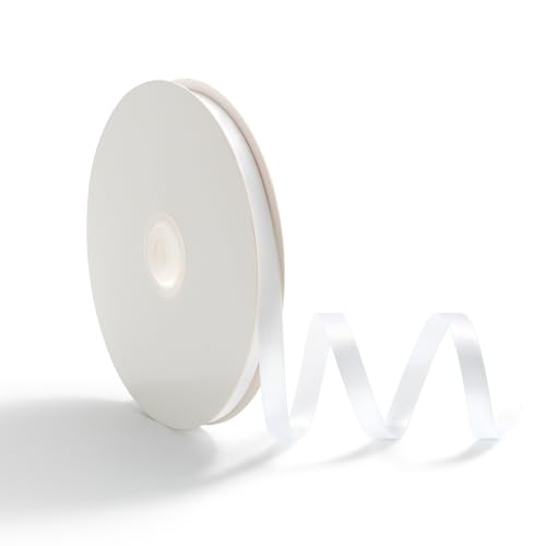 AOKSUNOVA Geschenkband Schleifenband Satinband 10mm 45 Meter Dekoband Stoffband für Hochzeit Geschenkverpackung Bänder zum Basteln Weiß von AOKSUNOVA