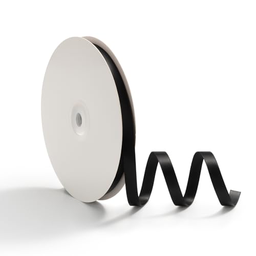 AOKSUNOVA Geschenkband Schleifenband Satinband Dekoband 10mm 45 Meter für Hochzeit Geschenkverpackung Bänder zum Basteln Schwarz von AOKSUNOVA