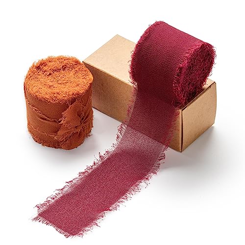 AOKSUNOVA Geschenkband Stoffband Schleifenband Chiffonband Hochzeit 3,8cm Bordeaux Rot + Terracotta AOKSUNOVA Geschenkband Stoffband Schleifenband Chiffonband Hochzeit 3,8cm Bordeaux Rot + Terracotta von AOKSUNOVA