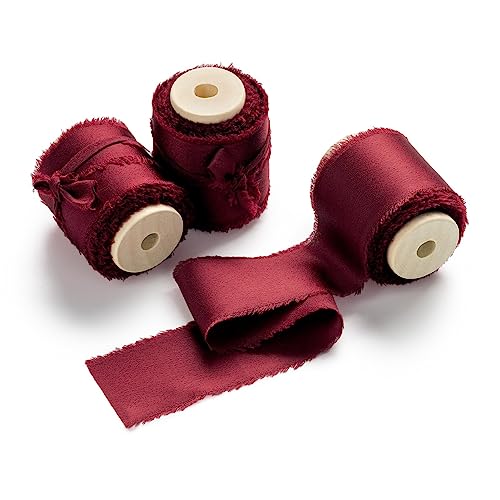 AOKSUNOVA Satinband 3,8cm Geschenkband Breit Schleifenband Hochzeit Bordeaux Rot Stoffband von AOKSUNOVA