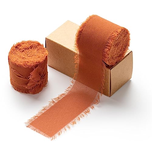 AOKSUNOVA Schleifenband 3,8cm Chiffonband Geschenkband Hochzeit Stoffband Terracotta Fransenband AOKSUNOVA Schleifenband 3,8cm Chiffonband Geschenkband Hochzeit Stoffband Terracotta Fransenband von AOKSUNOVA