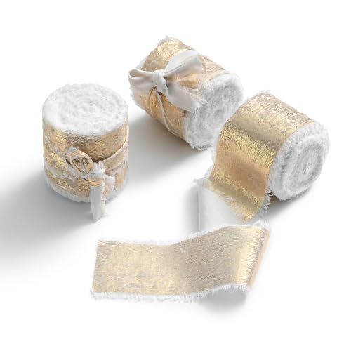 AOKSUNOVA Schleifenband 3,8cm Geschenkband Breit Glitzer Seidenband Glitzerband Stoffband Gold AOKSUNOVA Schleifenband 3,8cm Geschenkband Breit Glitzer Seidenband Glitzerband Stoffband Gold von AOKSUNOVA