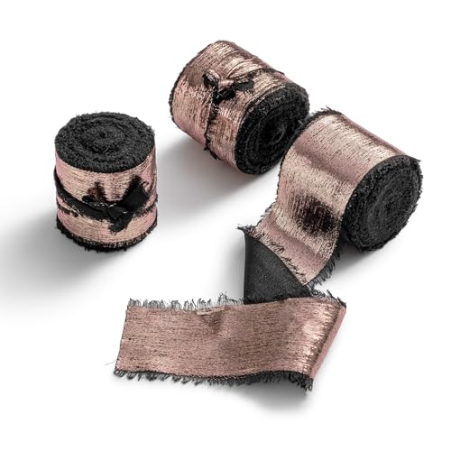 AOKSUNOVA Schleifenband Breit Geschenkband Glitzer Seidenband Glitzerband Stoffband Roségold 3,8cm AOKSUNOVA Schleifenband Breit Geschenkband Glitzer Seidenband Glitzerband Stoffband Roségold 3,8cm von AOKSUNOVA