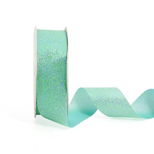 AOKSUNOVA Schleifenband Breit Glitzer Geschenkband Hochzeit Metallic Geschenkbänder Glänzend Glitzerband 2,5cm x 22,8m Mint AOKSUNOVA Schleifenband Breit Glitzer Geschenkband Hochzeit Metallic Geschenkbänder Glänzend Glitzerband 2,5cm x 22,8m Mint von AOKSUNOVA