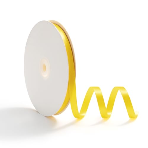 AOKSUNOVA Schleifenband Geschenkband Satinband 10mm 45m Dekoband für Hochzeit Geschenkverpackung Bänder zum Basteln Gelb von AOKSUNOVA