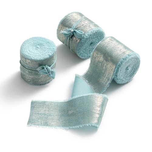 AOKSUNOVA Schleifenband Glitzer Blau Geschenkband Breit Seidenband Stoffband Glitzerband 3,8cm AOKSUNOVA Schleifenband Glitzer Blau Geschenkband Breit Seidenband Stoffband Glitzerband 3,8cm von AOKSUNOVA