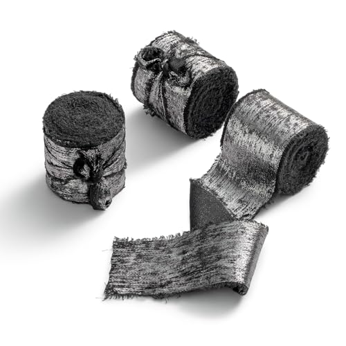 AOKSUNOVA Schleifenband Glitzer Geschenkband Breit Seidenband Stoffband Glitzerband Schwarz 3,8cm AOKSUNOVA Schleifenband Glitzer Geschenkband Breit Seidenband Stoffband Glitzerband Schwarz 3,8cm von AOKSUNOVA