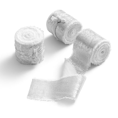 AOKSUNOVA Schleifenband Glitzer Geschenkband Stoff Breit Seidenband Stoffband Glitzerband Weiß 3,8cm AOKSUNOVA Schleifenband Glitzer Geschenkband Stoff Breit Seidenband Stoffband Glitzerband Weiß 3,8cm von AOKSUNOVA