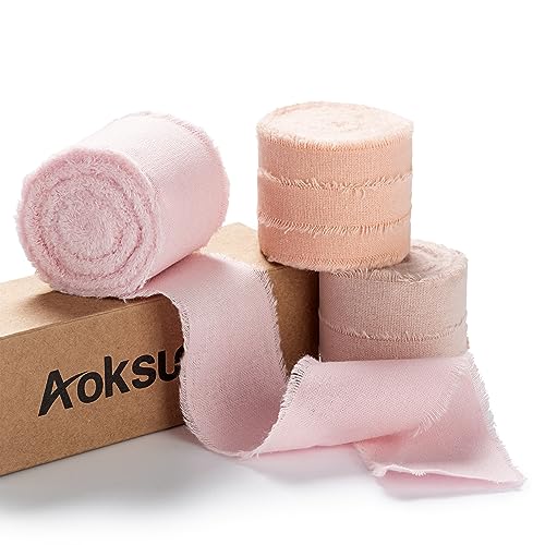 AOKSUNOVA Schleifenband Hochzeit 3,8cm Geschenkband Baumwolle Stoffband Breit Fransenband Rosa Dekoband AOKSUNOVA Schleifenband Hochzeit 3,8cm Geschenkband Baumwolle Stoffband Breit Fransenband Rosa Dekoband von AOKSUNOVA