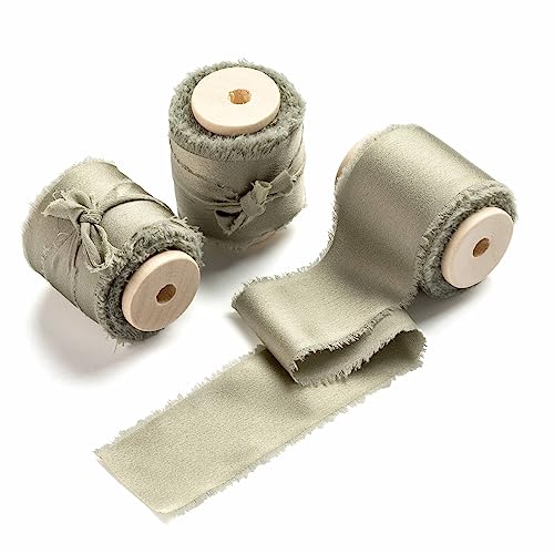 AOKSUNOVA Schleifenband Hochzeit 3,8cm Geschenkband Breit Eukalyptus Grün Seidenband Stoffband Fransenband AOKSUNOVA Schleifenband Hochzeit 3,8cm Geschenkband Breit Eukalyptus Grün Seidenband Stoffband Fransenband von AOKSUNOVA
