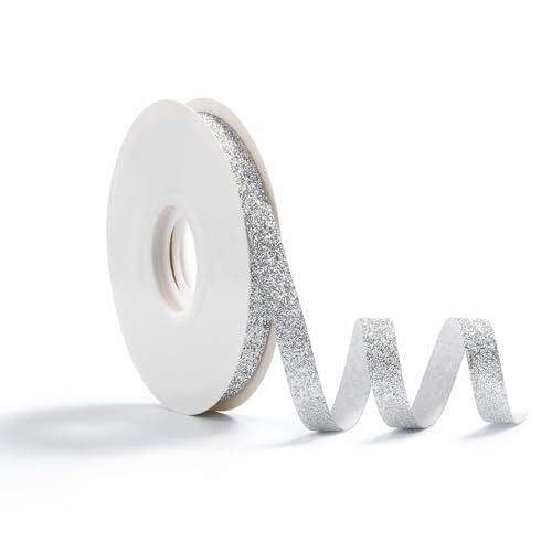AOKSUNOVA Schleifenband Silber Glitzer Glänzendes Geschenkband Hochzeit 1cm x 22,8m Glänzendes Geschenkbänder AOKSUNOVA Schleifenband Silber Glitzer Glänzendes Geschenkband Hochzeit 1cm x 22,8m Glänzendes Geschenkbänder von AOKSUNOVA