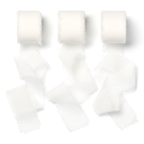 AOKSUNOVA Schleifenband Weiss Stoff Chiffonband 2,5cm x 18,9m Geschenkband Breit Band Weiß Hochzeit Stoffband AOKSUNOVA Schleifenband Weiss Stoff Chiffonband 2,5cm x 18,9m Geschenkband Breit Band Weiß Hochzeit Stoffband von AOKSUNOVA