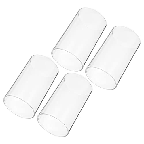 AOKWAWALIY 4 x Kerzenlampenabdeckungen, Kerzenglasabdeckungen, offene Enden, Lampenschirm, Tee, Haushaltsdekoration, Zylinderkerze, Glasschirme, Tisch, hohes Borosilikatglas, Winddicht von AOKWAWALIY