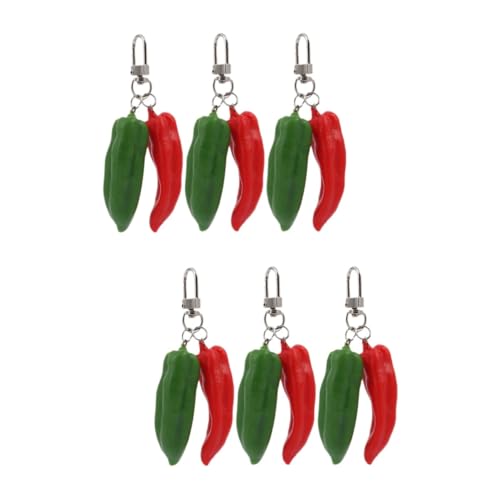 AOKWAWALIY 6 Stück Chili Schlüsselanhänger Schlüsselanhänger Pfeffer Schlüsselanhänger Set Motto Partyzubehör Pfeffer Anhänger Schlüssel Ornament Pfeffer Schlüsselanhänger Hängender von AOKWAWALIY