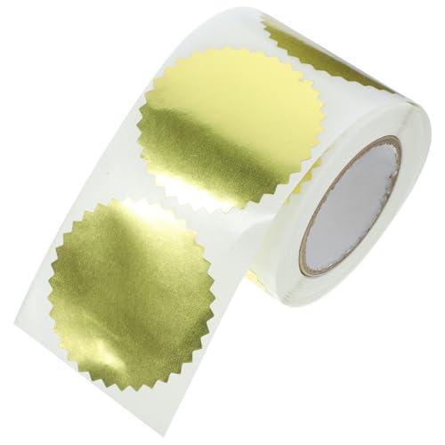 AOKWAWALIY Auszeichnungsaufkleber, 1 Rolle, Aluminiumfolie, Medaillen, Aufkleber, Diplom-Medaillen, Aufkleber, Etikett, rund, geprägt, blanko, Zahnrad-Applikation, Rand, Medaillenpapier, runde AOKWAWALIY Auszeichnungsaufkleber, 1 Rolle, Aluminiumfolie, Medaillen, Aufkleber, Diplom-Medaillen, Aufkleber, Etikett, rund, geprägt, blanko, Zahnrad-Applikation, Rand, Medaillenpapier, runde von AOKWAWALIY