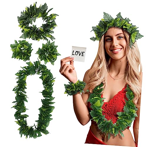 AOKWAWALIY Grüne Hawaiianische Partygirlanden 4 Stück Künstliche Blätter Haarband Lebensechte Blätter Halsband Schleife Armband Hawaii-Seidenkränze Urlaub Hochzeit Strand AOKWAWALIY Grüne Hawaiianische Partygirlanden 4 Stück Künstliche Blätter Haarband Lebensechte Blätter Halsband Schleife Armband Hawaii-Seidenkränze Urlaub Hochzeit Strand von AOKWAWALIY