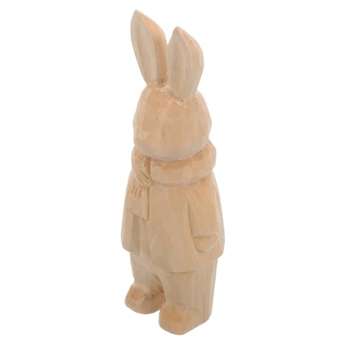 AOKWAWALIY Kaninchen aus Holz Ostern Leere Holzfigur Frühlingstierstatue Hasenfigur aus Holz Hase aus Holzschnitzerei dreidimensional Kunsthandwerk Dekoration Zubehör Holzschnitzen hölzern von AOKWAWALIY