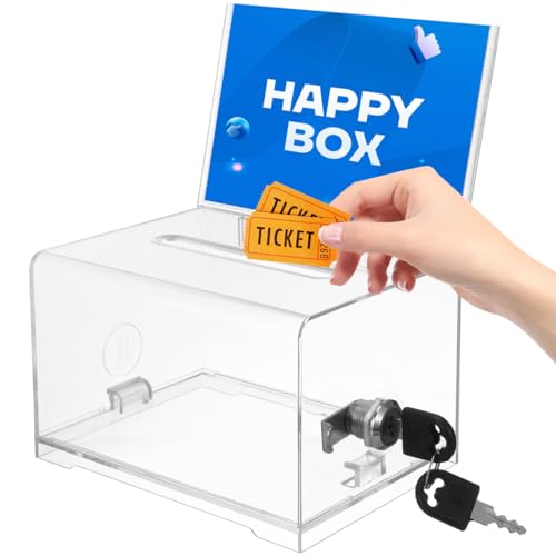 AOKWAWALIY Transparente Vorschlagsbox Durchsichtige Spendenbox Aus Acryl Für Wohltätige Zwecke Mit Schloss Sammelkarten Tombola-Box Für Die Abstimmung AOKWAWALIY Transparente Vorschlagsbox Durchsichtige Spendenbox Aus Acryl Für Wohltätige Zwecke Mit Schloss Sammelkarten Tombola-Box Für Die Abstimmung von AOKWAWALIY