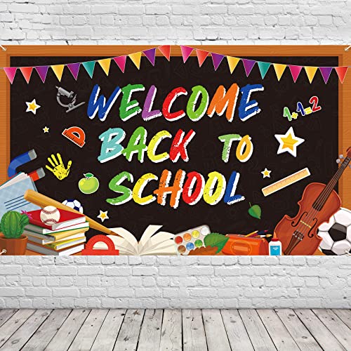 AOLOA Banner für den Schulanfang, Willkommen zurück in die Schule, Dekoration für den ersten Schultag, Partybedarf, Fotoautomaten-Requisite für Klassenzimmer, Büro, Wanddekoration von AOLOA