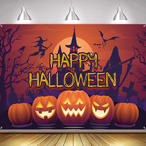 AOLOA Halloween Banner Deko, Extra Groß Halloween Party Deko, Orange Schwarz Hintergrund Banner, Halloween Kürbis Banner für Halloween Mauer Garten Drinnen Draußen Party AOLOA Halloween Banner Deko, Extra Groß Halloween Party Deko, Orange Schwarz Hintergrund Banner, Halloween Kürbis Banner für Halloween Mauer Garten Drinnen Draußen Party von AOLOA
